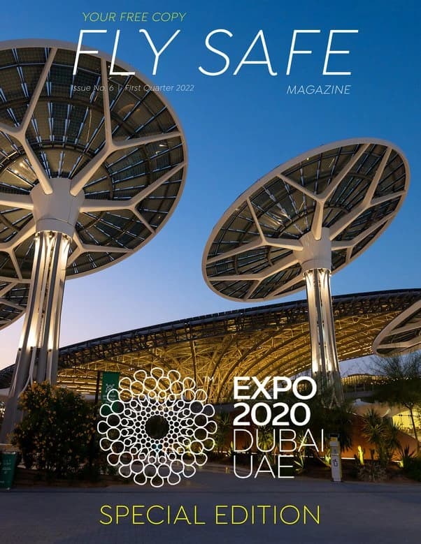 Fly Safe Magazine sixth edition cover featuring Expo 2020 Dubai