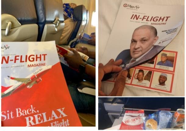 Max Air in-flight magazine copies shown in the corporate profile
