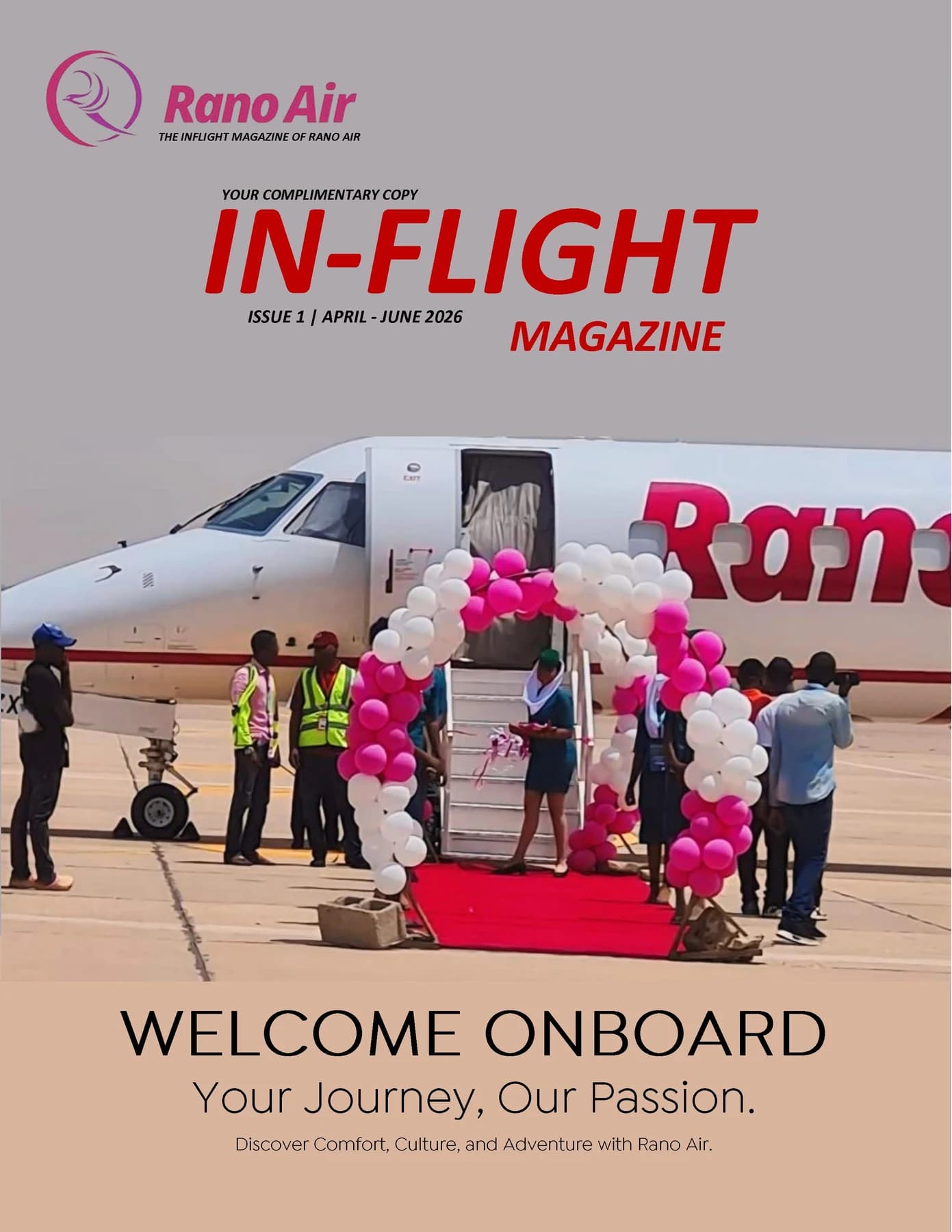Cover of Rano Air In-Flight Magazine, Issue 1, April–June 2026