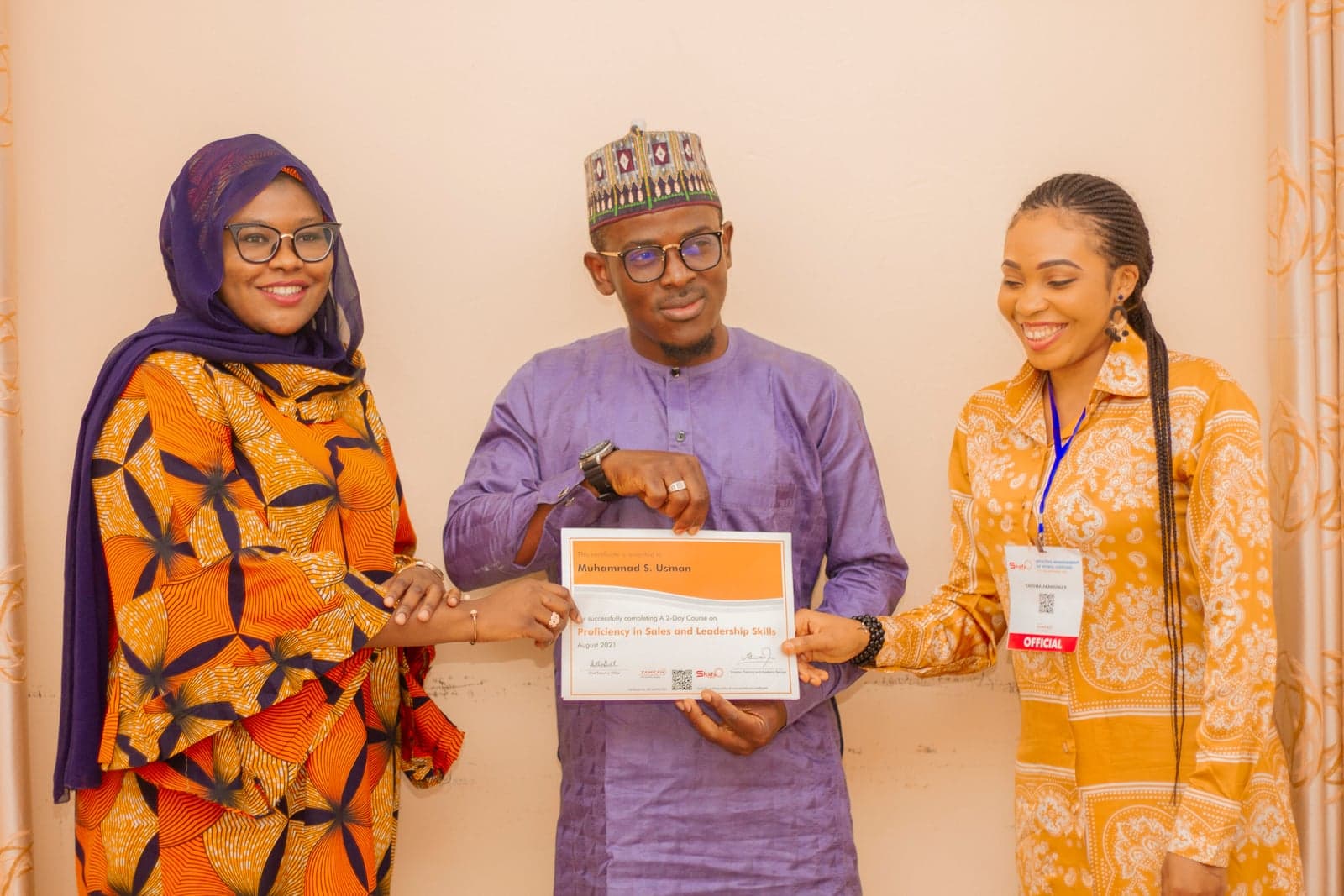 Certificate presentation following a Shafa Energy training session in Bauchi.